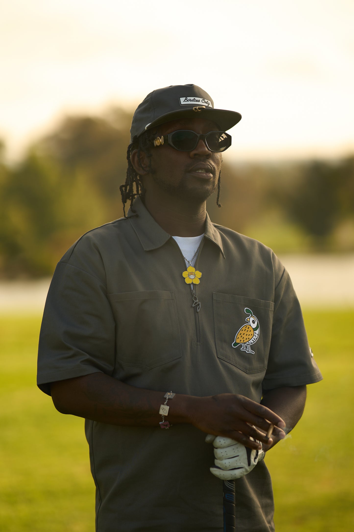 Quarter Zip Twill Birdies Polo - Graphite