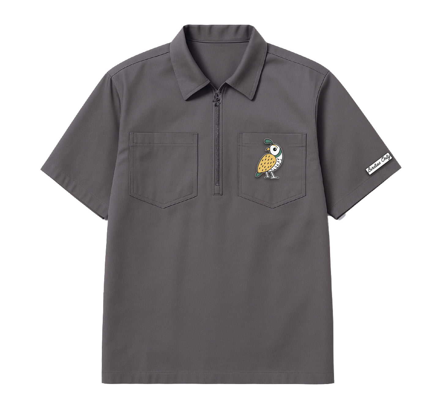 Quarter Zip Twill Birdies Polo - Graphite